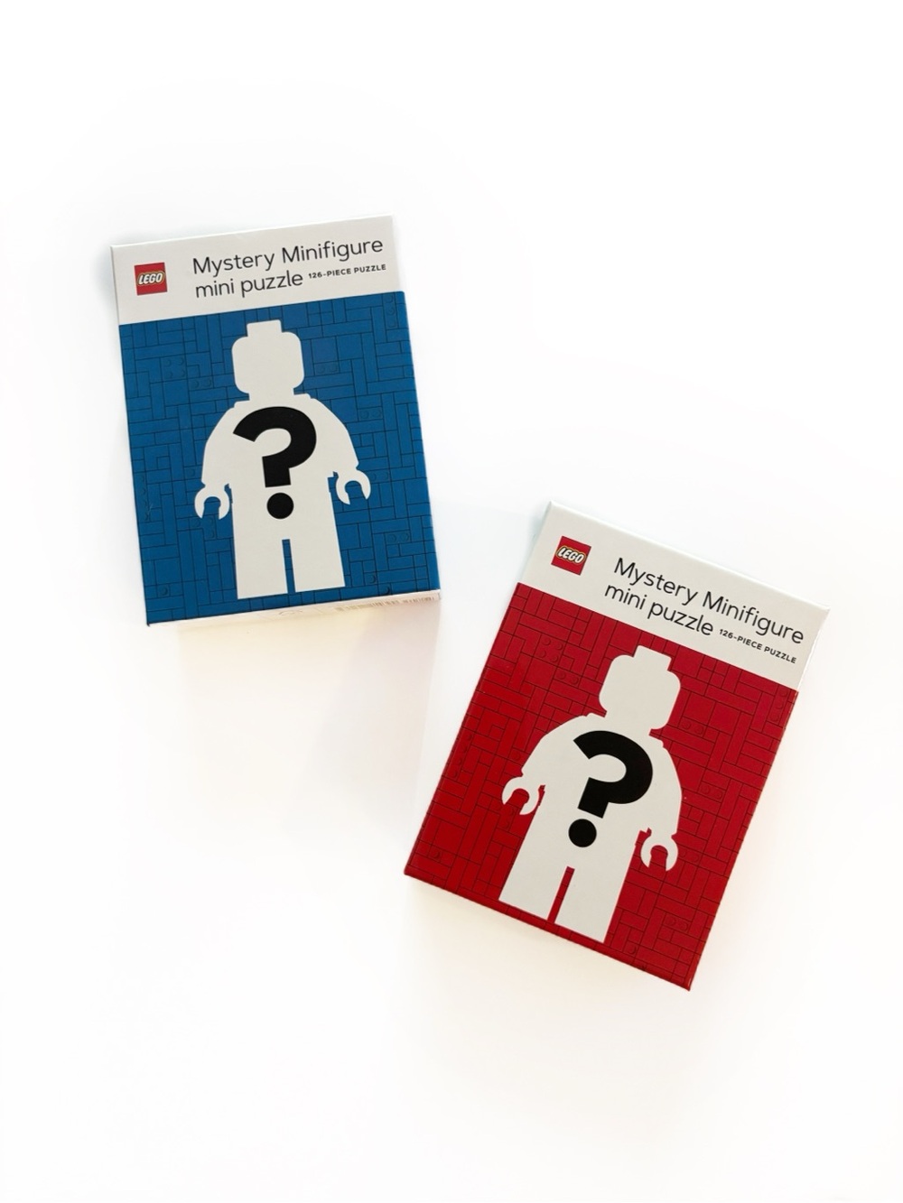 Two Lego Mystery Minifigure Mini 126 Piece Puzzle Red Blue Edition - Picture 2 of 3
